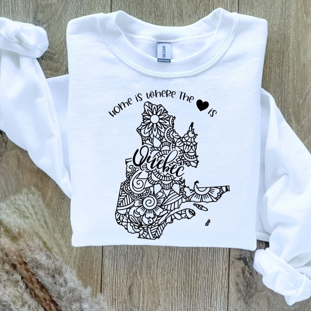 Home Is Where The Heart Is Canadian Provinces Sweatshirt - Quebec
